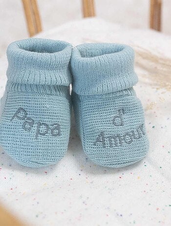 Chaussons naissance - message Papa d'Amour
