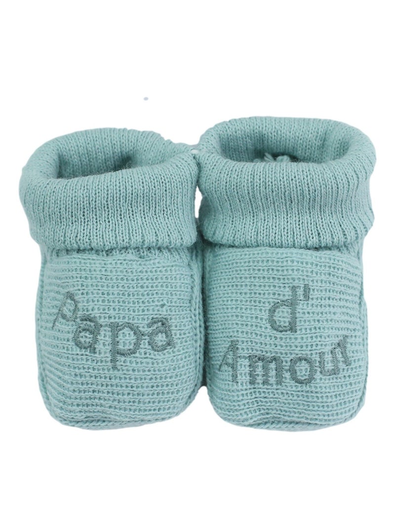 Chaussons naissance - message Papa d'Amour Vert - Kiabi
