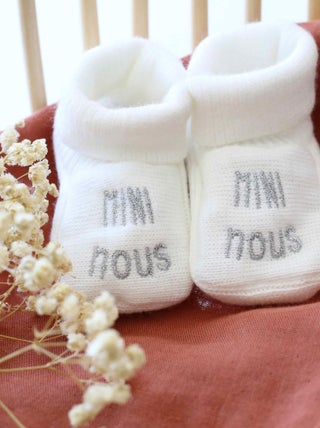 Petites Chaussons En Cachemire Blanc Pour Bébé Nouveau-né - Mini Nous - Neuf Avec Emballage