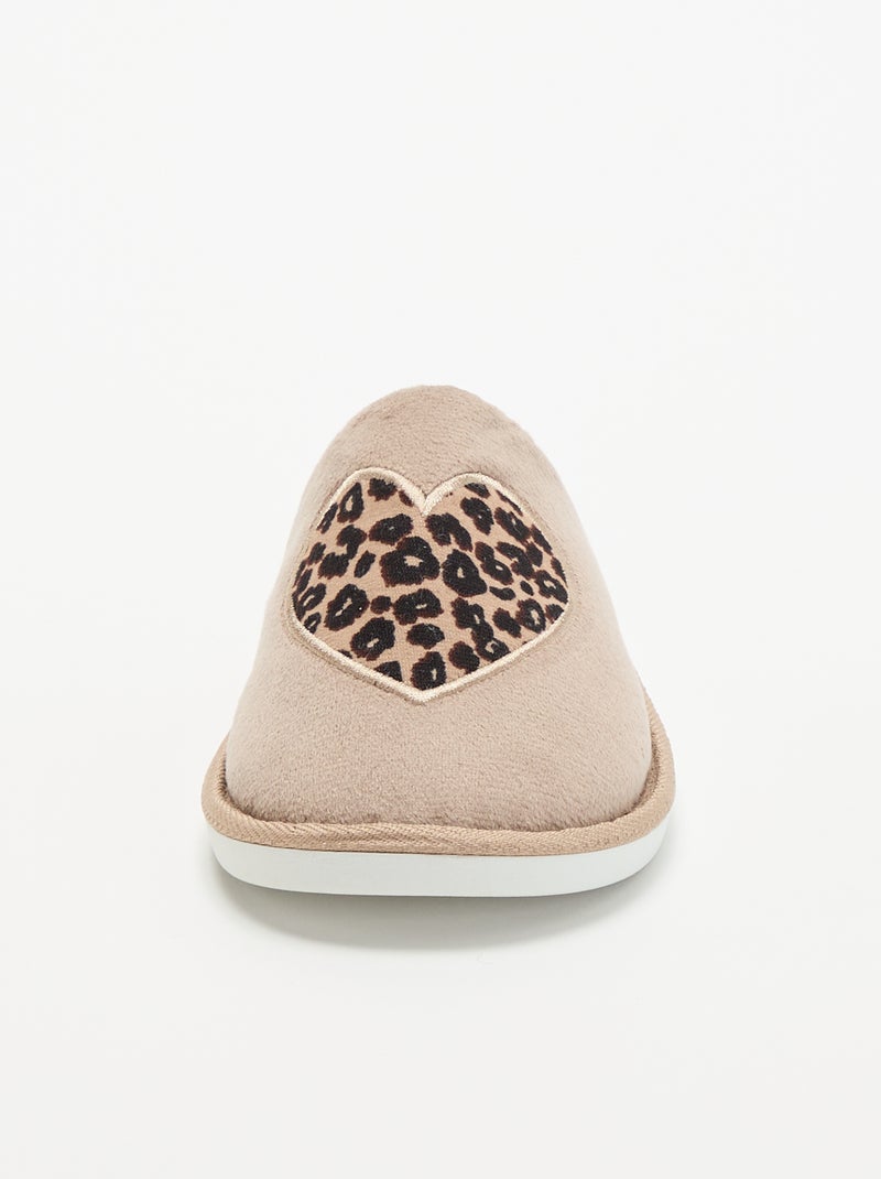 Chaussons plats imprimé léopard Beige - Kiabi