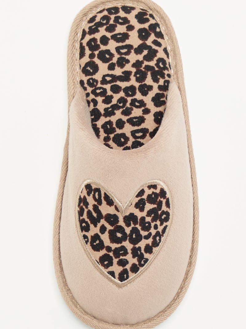 Chaussons plats imprimé léopard Beige - Kiabi