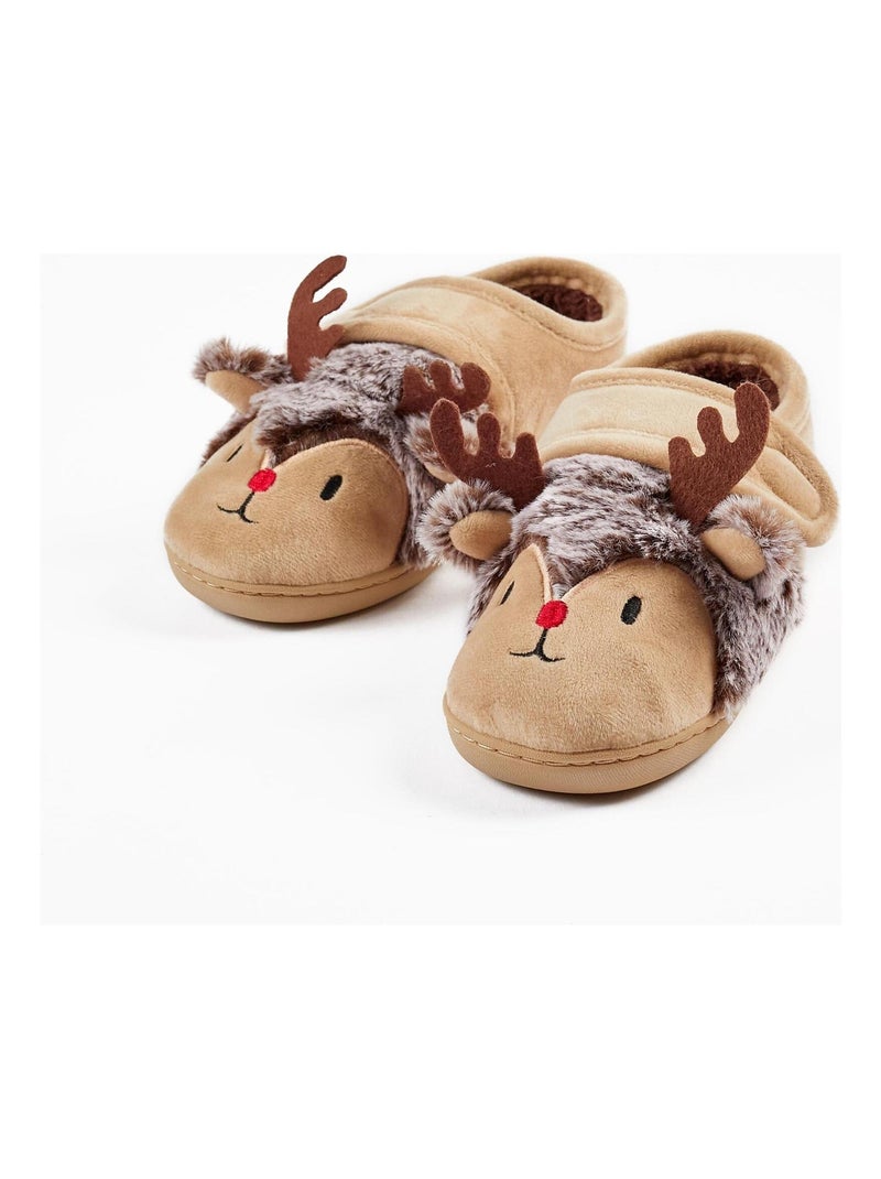 Chaussons pour Enfant 'Renne Rodolphe - Noël'   NOËL Beige foncé - Kiabi