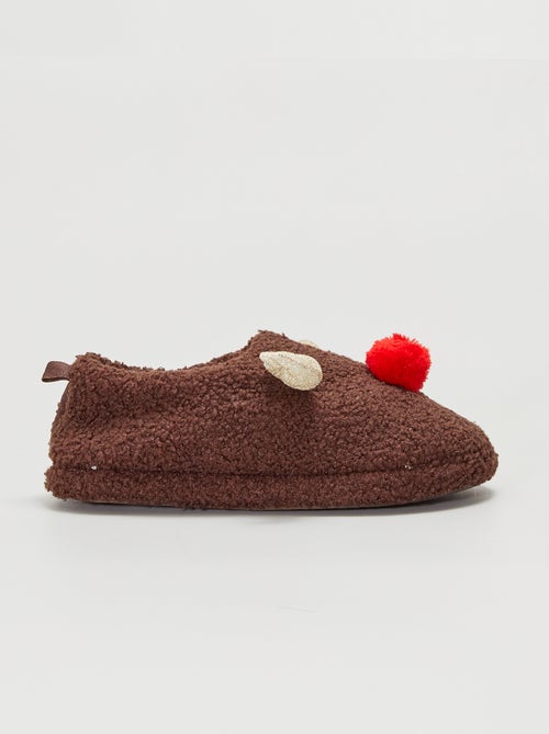 Chaussons 'renne' fermés effet moutonné - Kiabi