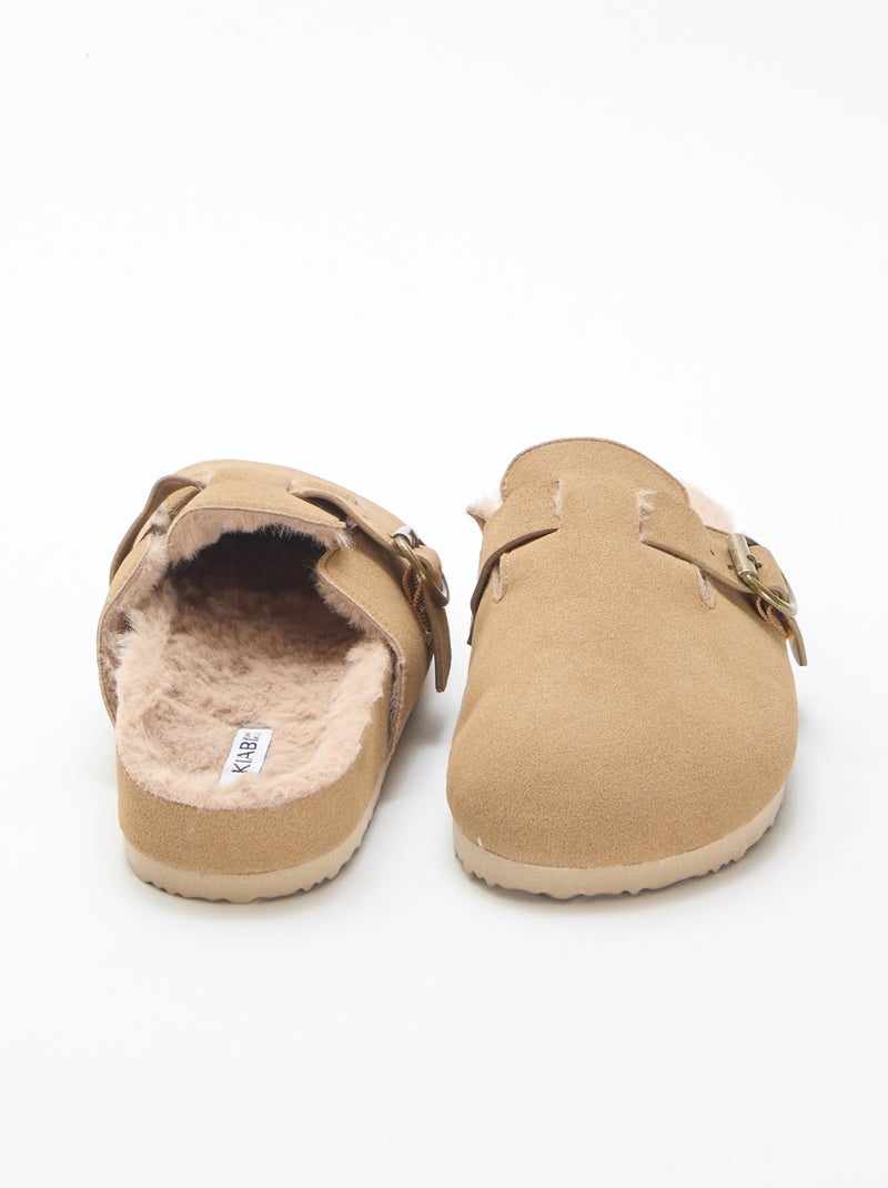 Chaussons sabot fourré Marron - Kiabi