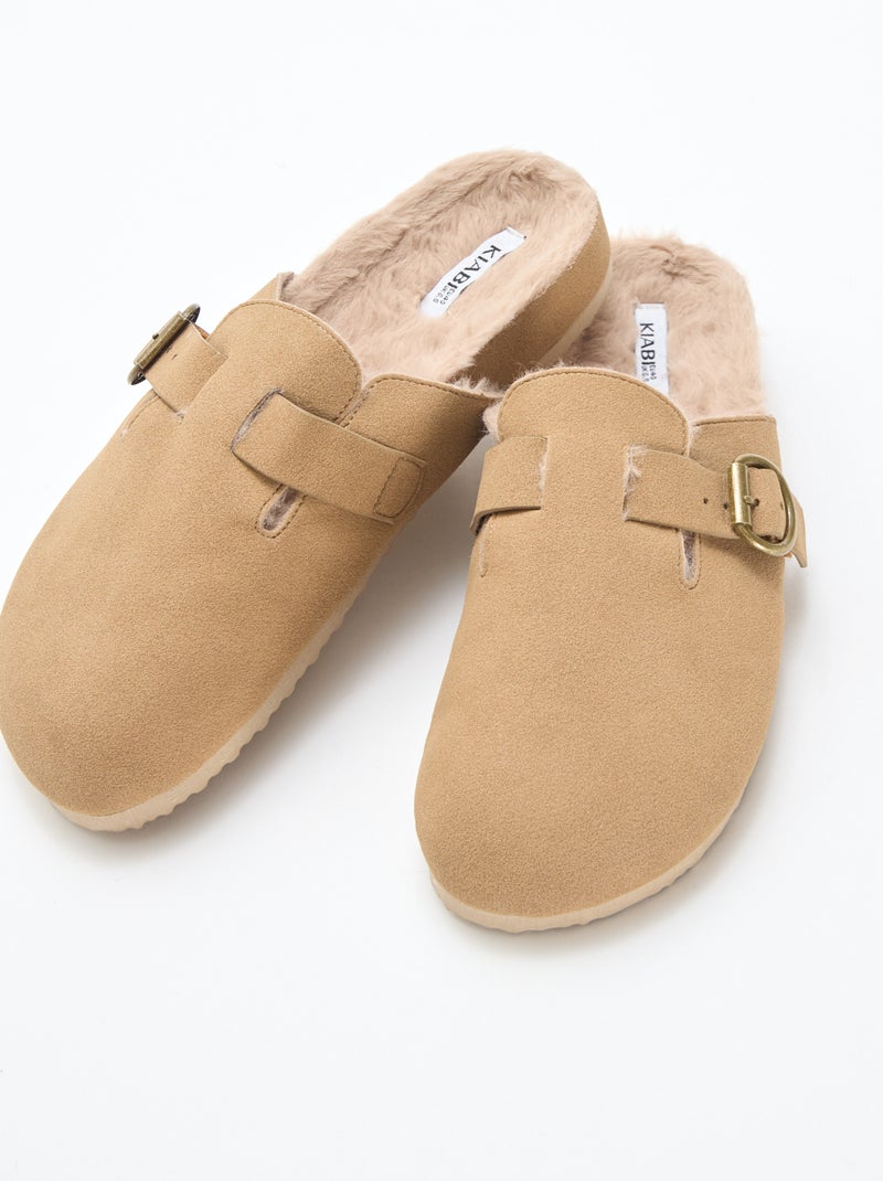 Chaussons sabot fourré Marron - Kiabi