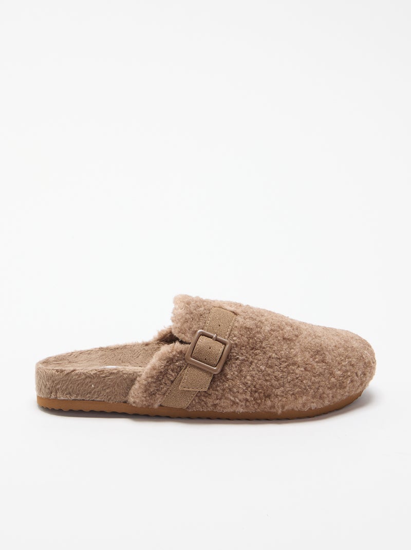 Chaussons sabots fourrés Marron - Kiabi