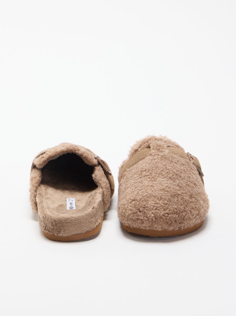 Chaussons sabots fourrés Marron - Kiabi