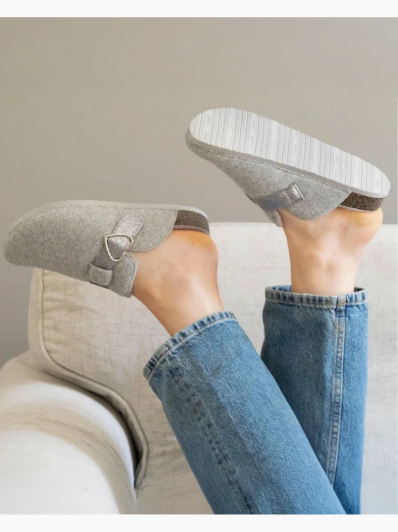 Chaussons sabots semelle anatomique confort femme Gris chiné - Kiabi