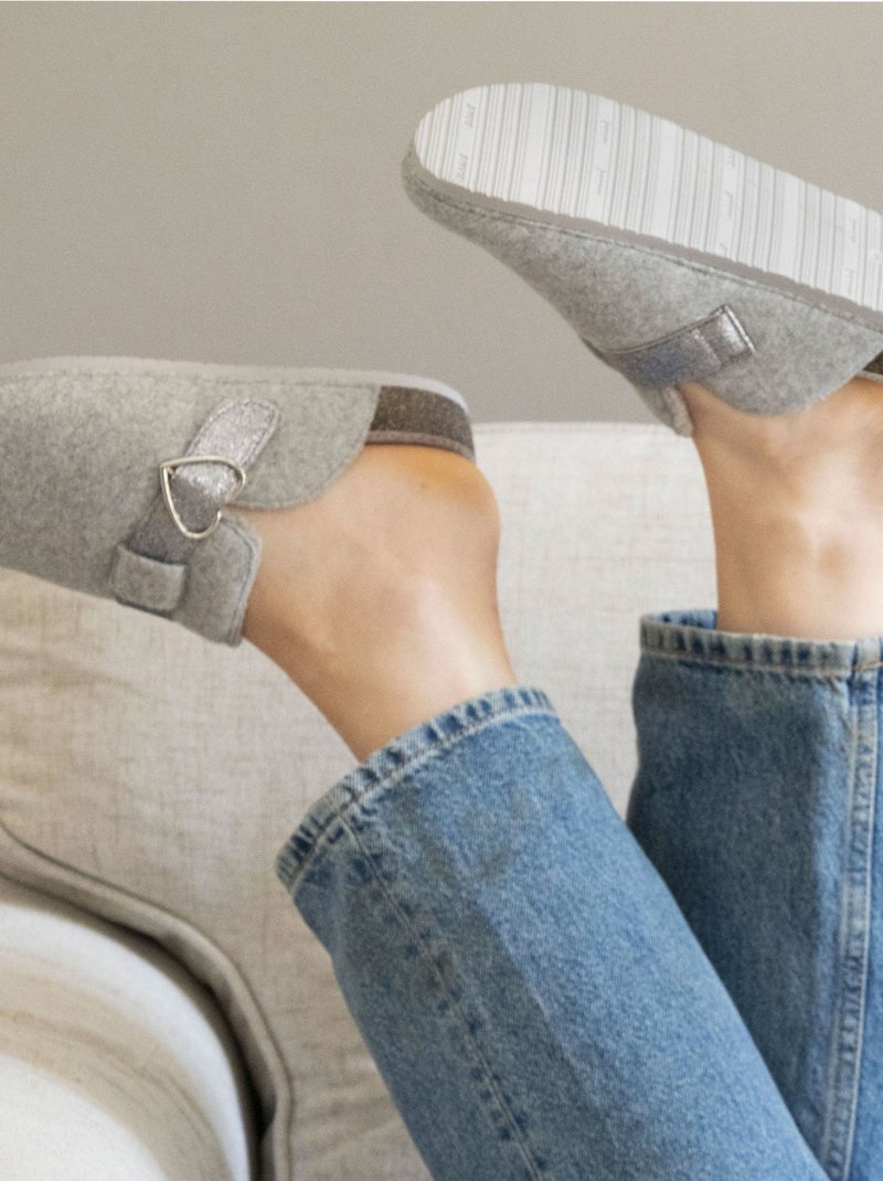 Chaussons sabots semelle anatomique confort femme Isotoner Gris chiné - Kiabi