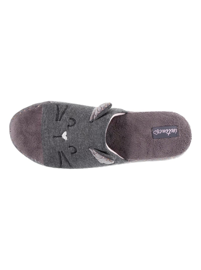 Chaussons sandales en jersey et semelle à picots femme Isotoner Gris chiné - Kiabi