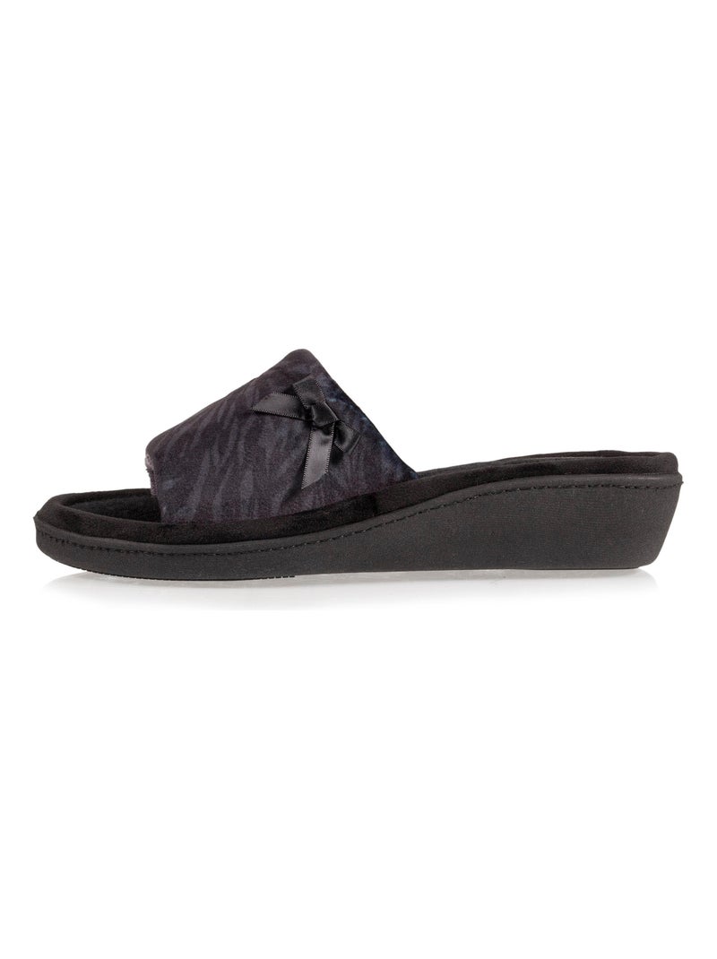 Chaussons sandales talon femme zèbre noir Isotoner Blanc Noir Gris - Kiabi