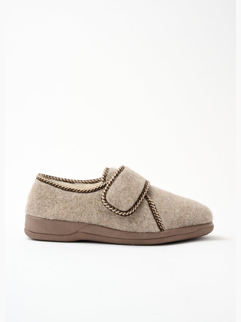Chaussons scratchés largeur confort fourrés - Afibel Beige - Kiabi