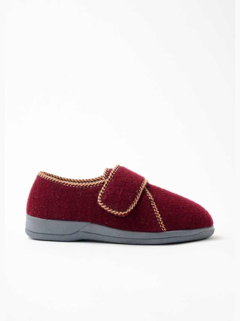 Chaussons scratchés largeur confort fourrés - Afibel Bordeaux - Kiabi