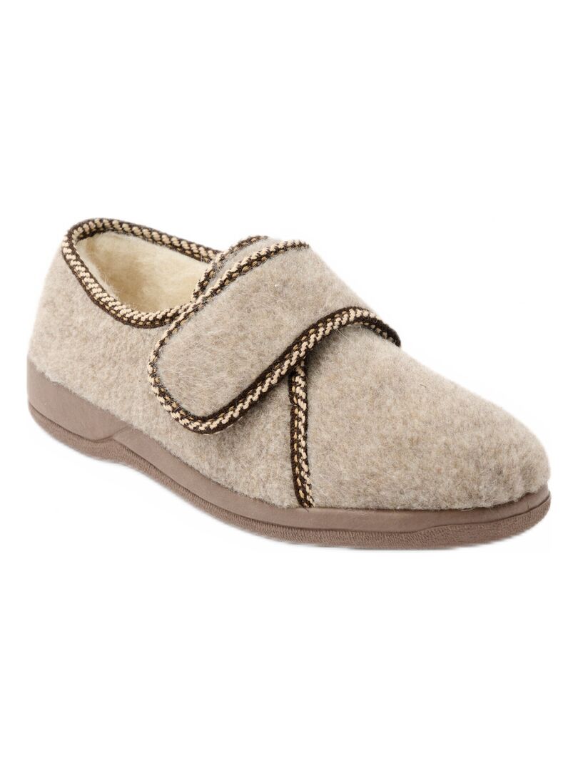 Chaussons scratchés largeur confort fourrés Beige - Kiabi