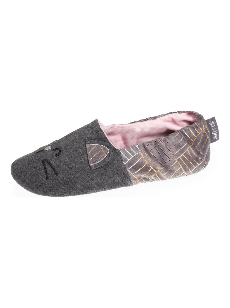 Chaussons slippers en jersey et semelle à picots antidérapants femme Isotoner Gris chiné - Kiabi