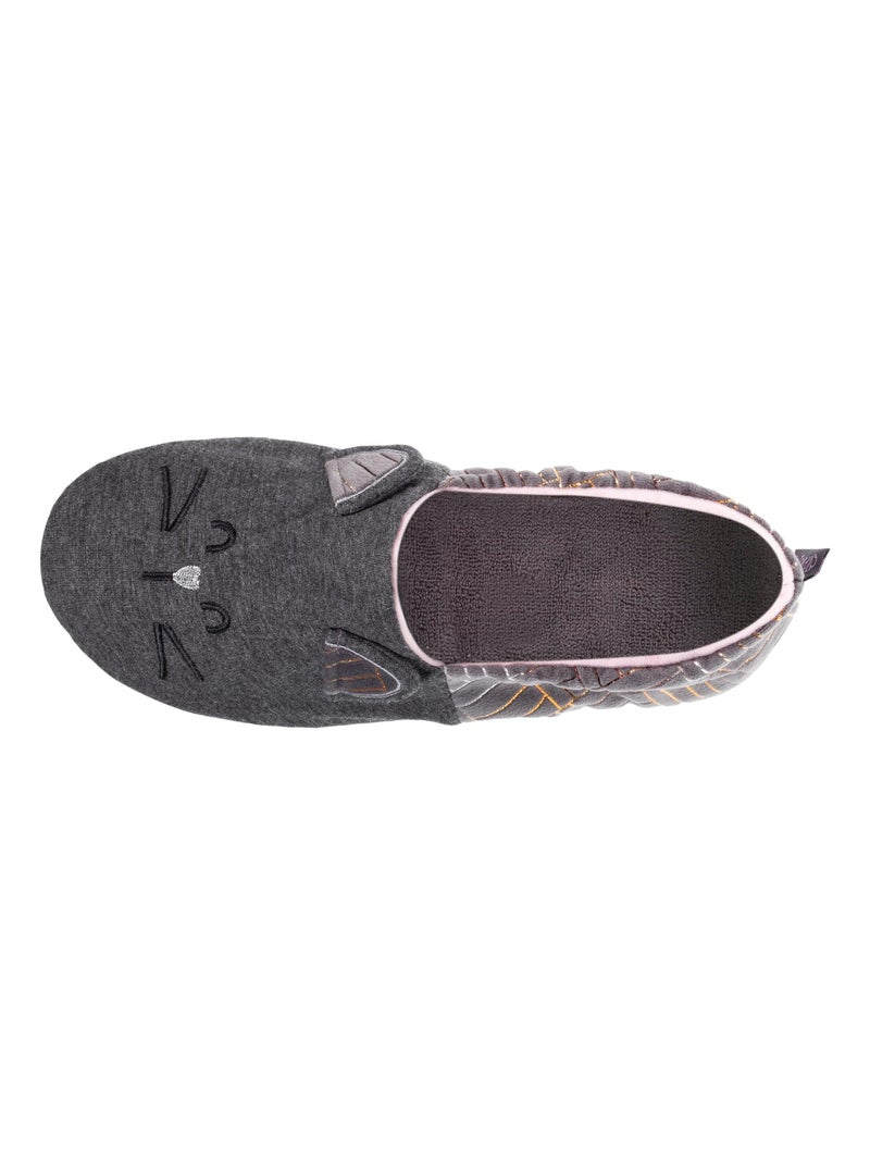 Chaussons slippers en jersey et semelle à picots femme Isotoner Gris chiné - Kiabi