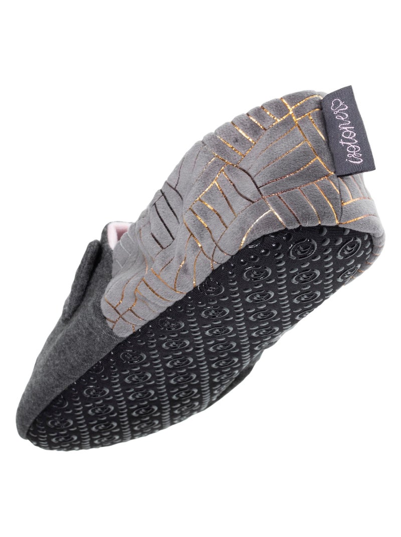 Chaussons slippers en jersey et semelle à picots femme Isotoner Gris chiné - Kiabi
