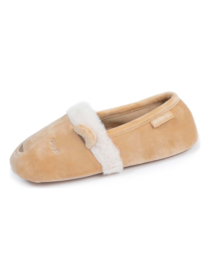 Chaussons slippers femme 3d microvelours beige Isotoner Beige - Kiabi