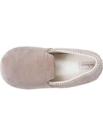 Chaussons slippers velours, semelle gomme antidérapante femme Isotoner
