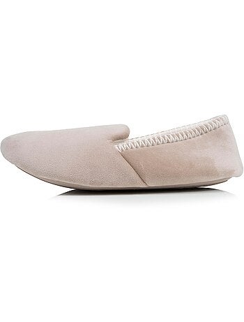 Chaussons slippers velours, semelle gomme antidérapante femme Isotoner