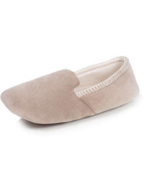 Chaussons slippers velours, semelle gomme antidérapante femme Isotoner - Kiabi