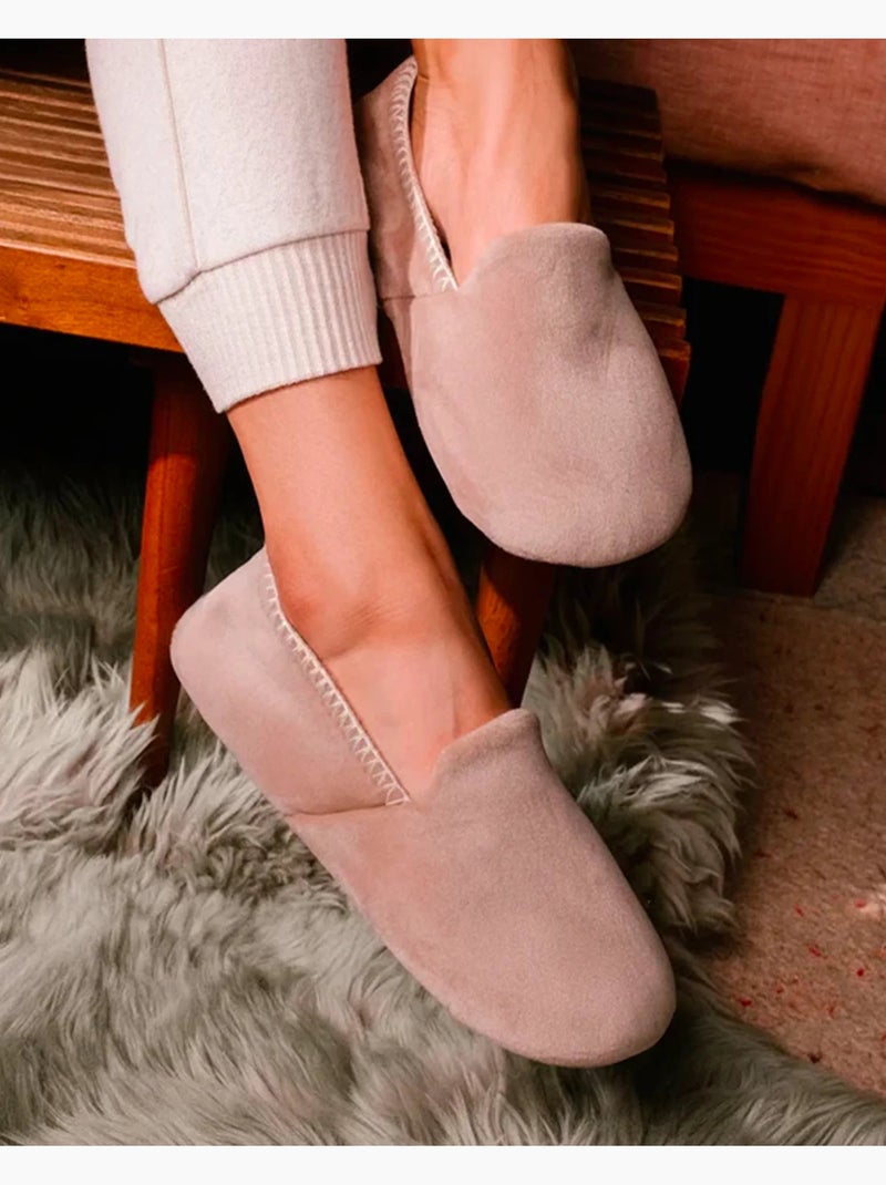 Chaussons slippers velours, semelle gomme antidérapante femme Isotoner Beige - Kiabi
