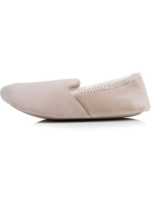 Chaussons slippers velours, semelle gomme antidérapante femme Isotoner - Kiabi