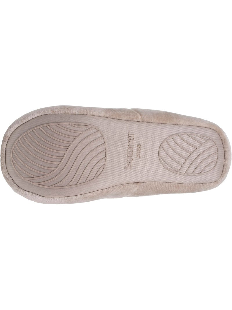 Chaussons slippers velours, semelle gomme antidérapante femme Isotoner Beige - Kiabi