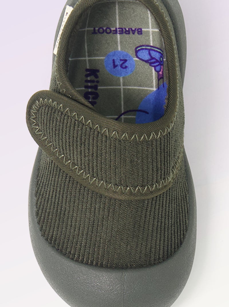 Chaussons souples à tige basse - Motricité 3: '1ers pas' - Kitchoun Kaki - Kiabi