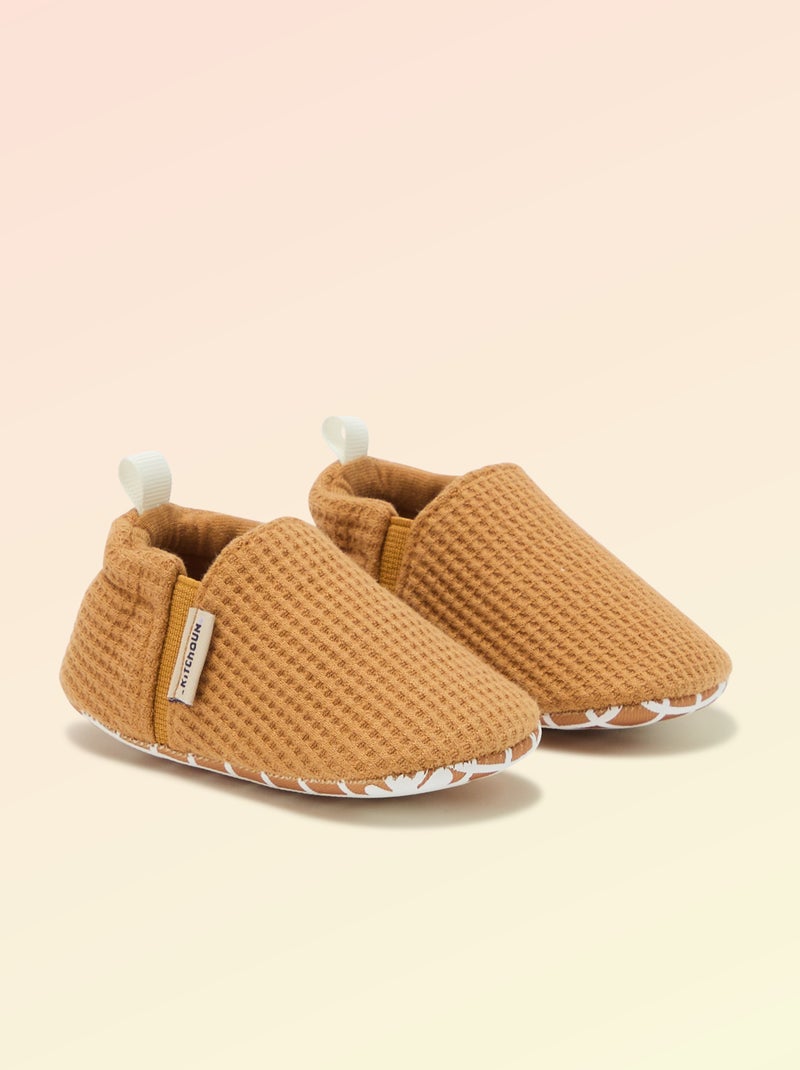 Chaussons souples avec élastiques motricité 1 - Kitchoun Jaune - Kiabi