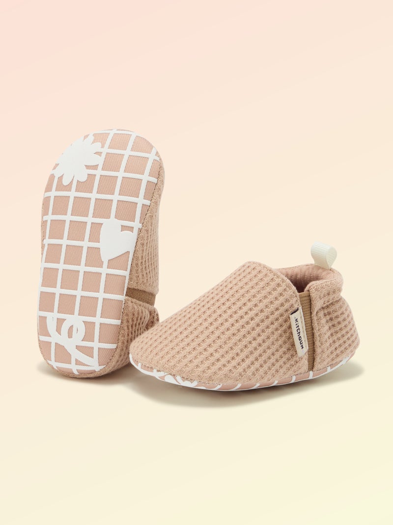 Chaussons souples avec élastiques motricité 1 - Kitchoun Marron - Kiabi