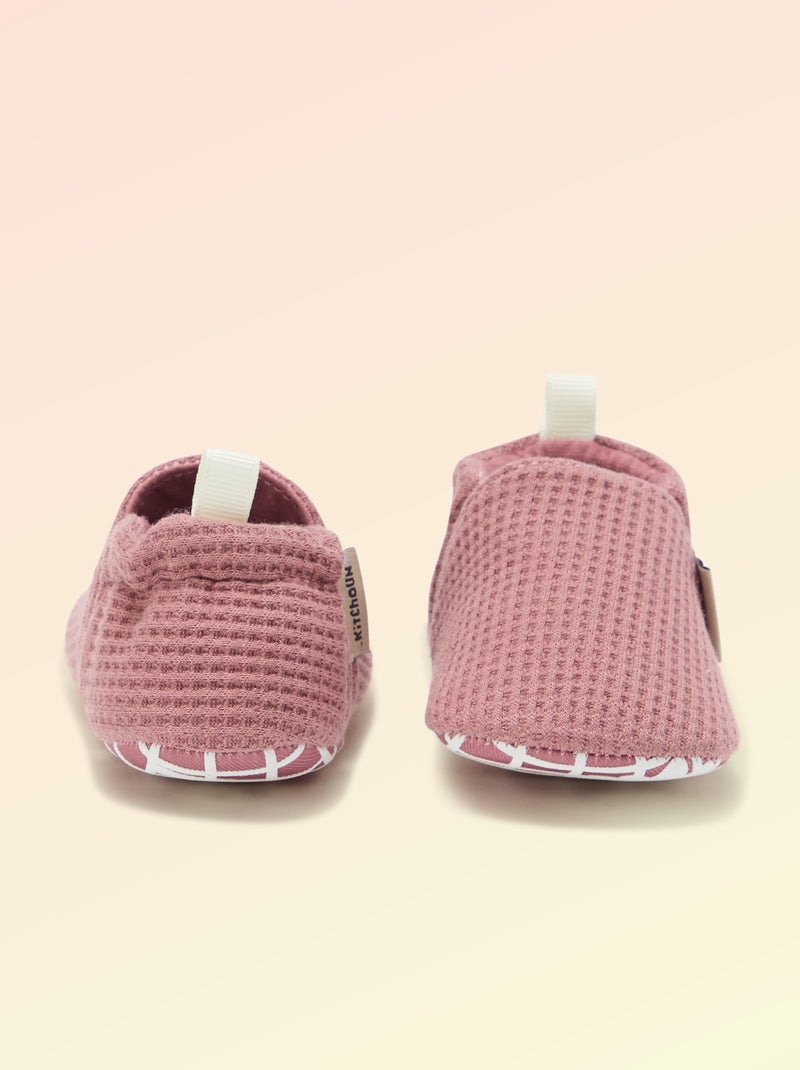 Chaussons souples avec élastiques motricité 1 - Kitchoun Rose - Kiabi