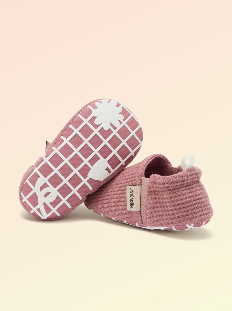 Chaussons souples avec élastiques motricité 1 - Kitchoun Rose - Kiabi