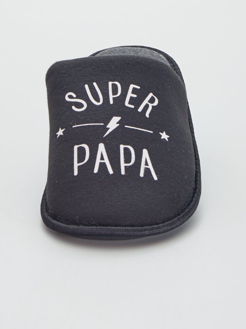 Chaussons 'Super Papa' noir - Kiabi