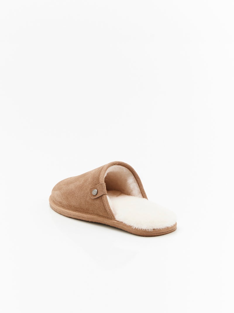 Chaussons Thermolactyl dessus croûte de cuir - Damart Marron - Kiabi