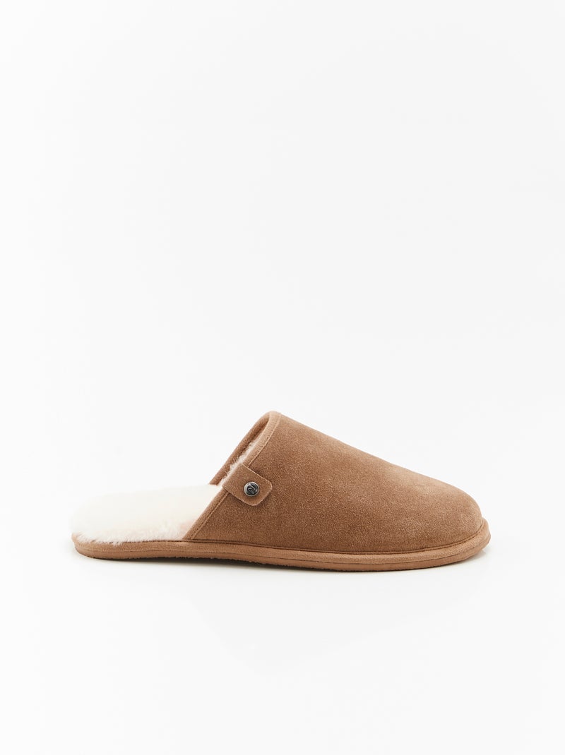 Chaussons Thermolactyl dessus croûte de cuir - Damart Marron - Kiabi