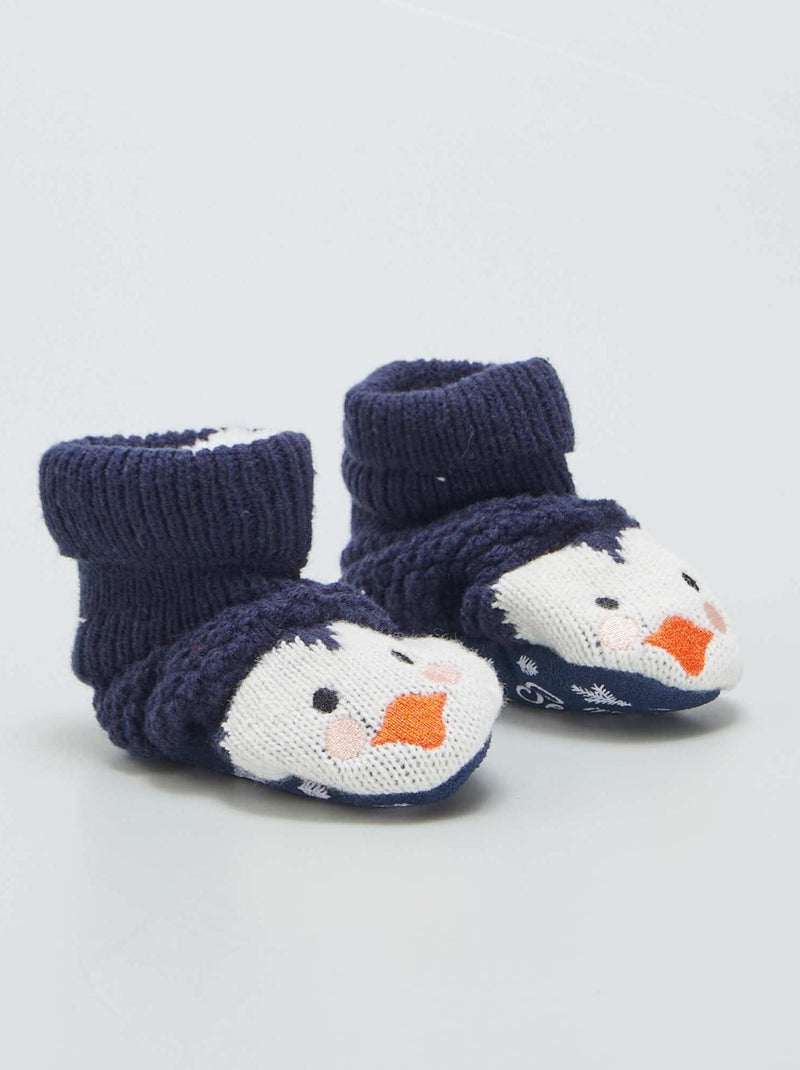 Chaussons tricot bleu - Kiabi