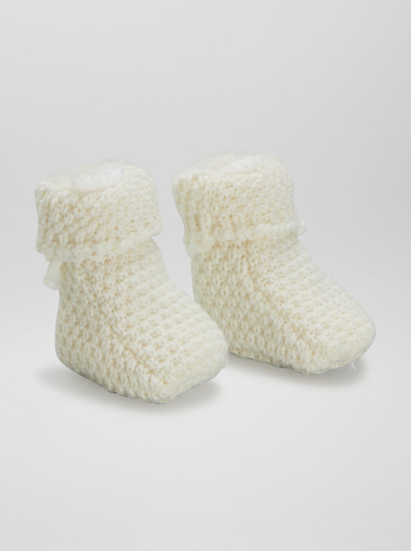 Chaussons tricot 'naissance' Blanc - Kiabi