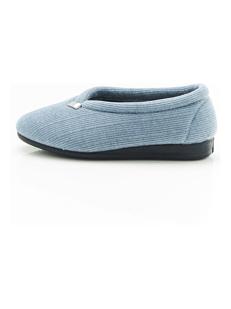 Chaussons velours côtelé brillant - Damart Bleu - Kiabi