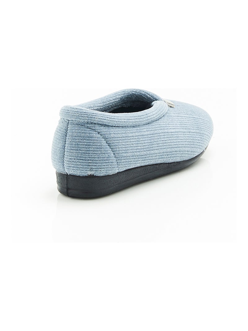 Chaussons velours côtelé brillant - Damart Bleu - Kiabi