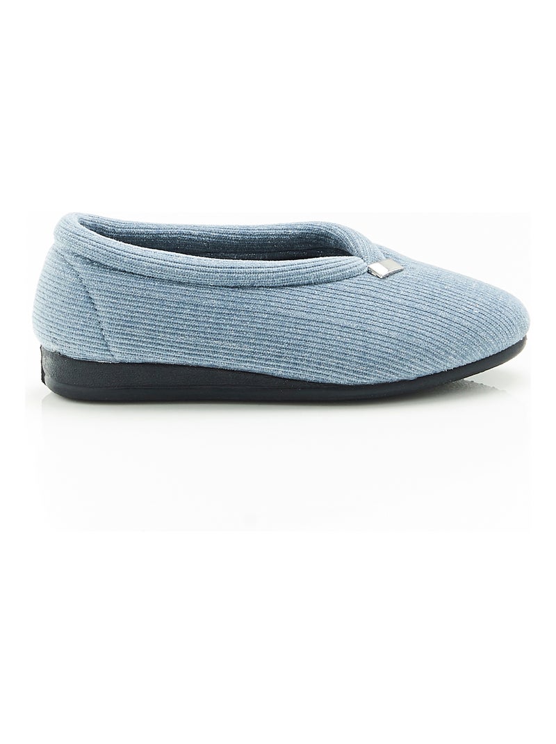 Chaussons velours côtelé brillant - Damart Bleu - Kiabi