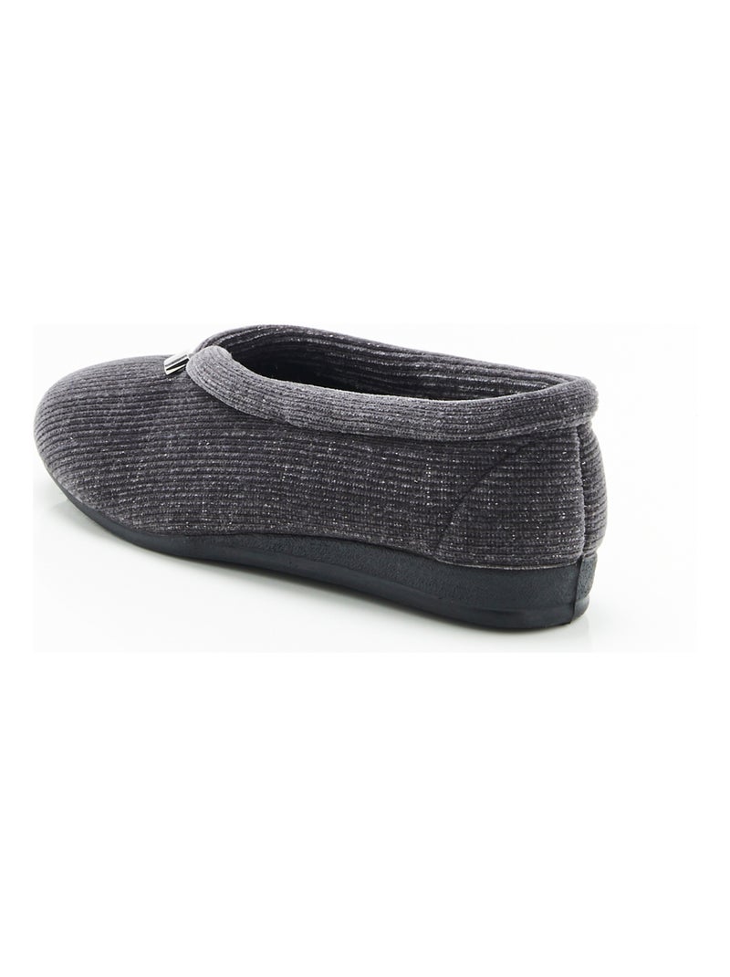 Chaussons velours côtelé brillant - Damart Gris - Kiabi