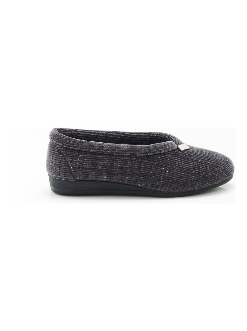 Chaussons velours côtelé brillant - Damart Gris - Kiabi