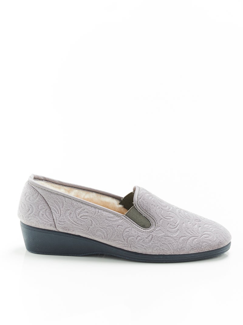 Chaussons velours, motif cachemire Thermolactyl - Damart Gris - Kiabi