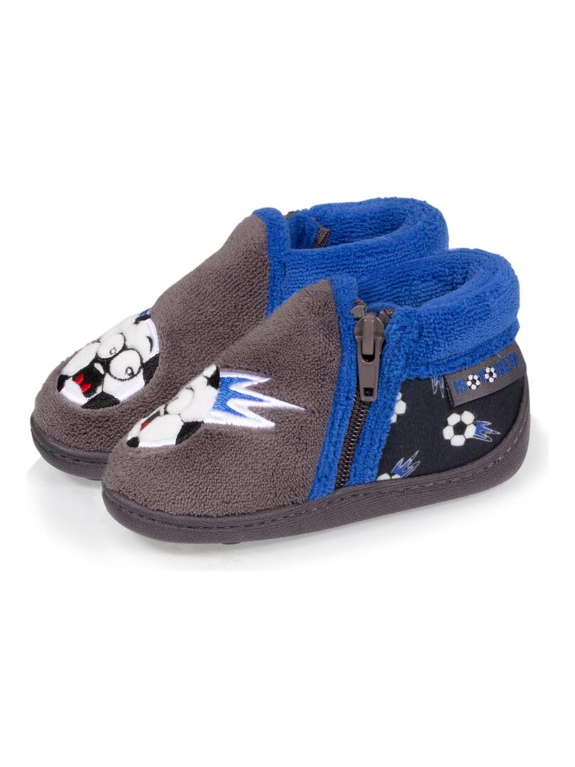 Chaussons bottillons zip Bébé Foot Gris