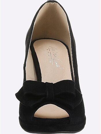 Chaussure à Bout Ouvert Cuir Velours De Chèvre - Taille Standard - Helline