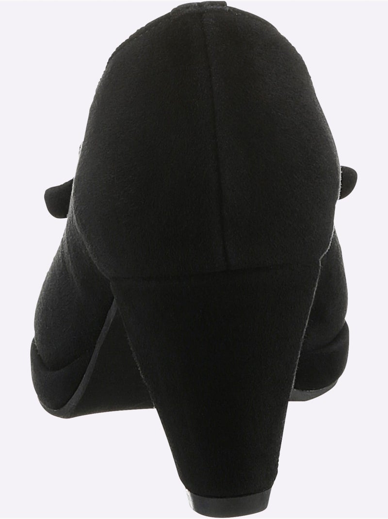 Chaussure à Bout Ouvert Cuir Velours De Chèvre - Taille Standard - Helline Noir - Kiabi