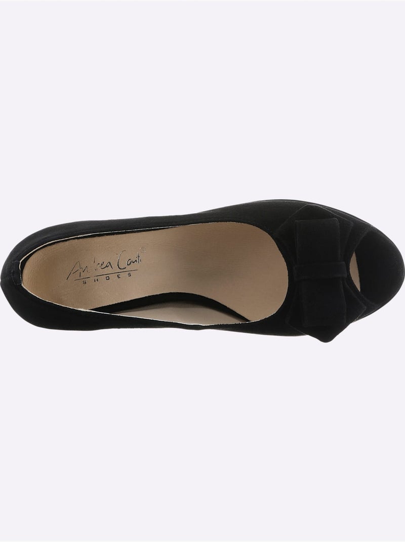 Chaussure à Bout Ouvert Cuir Velours De Chèvre - Taille Standard - Helline Noir - Kiabi
