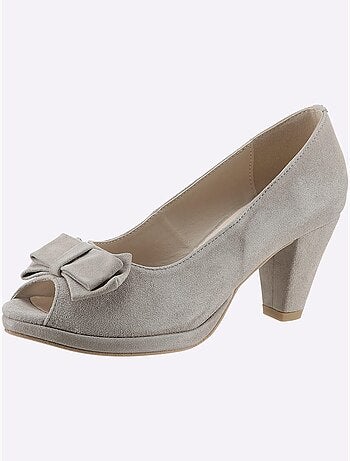 Chaussure à Bout Ouvert Cuir Velours De Chèvre - Taille Standard - Helline