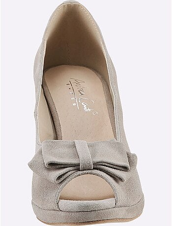 Chaussure à Bout Ouvert Cuir Velours De Chèvre - Taille Standard - Helline